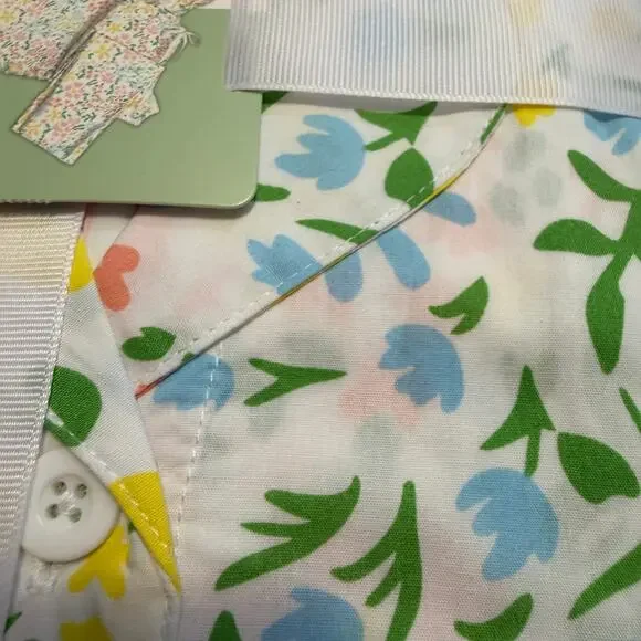 Women's White Floral Two Piece Cotton Pajama Set - Size XS - NWT - Picture 3 of 6